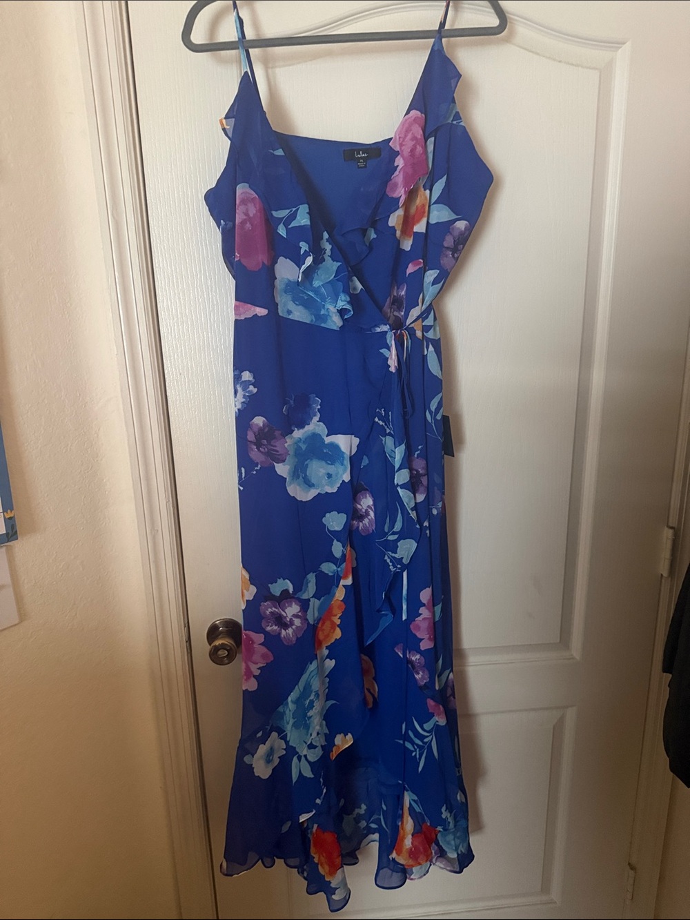 NWT Lulu's Royal Blue Floral Wrap Maxi Dress